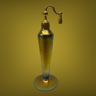 1925 DeVilbiss Steuben Gold Aurene Iridescent Art Glass Perfume Atomizer