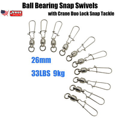 10~300Pcs Ball Bearing Snap Swivels with Crane Duo Lock Snap Tackle 22LB~276LB