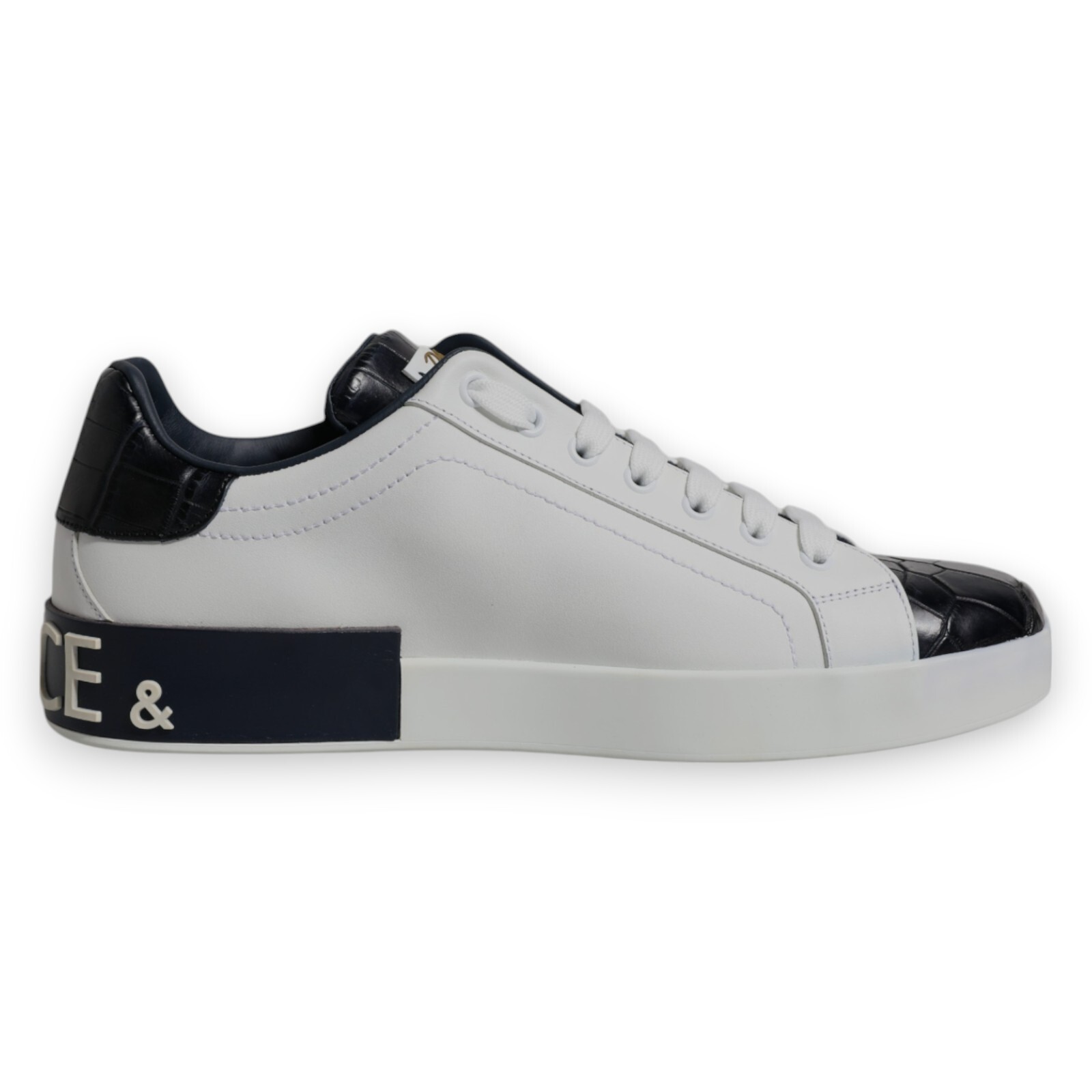 スニーカー DOLCE&GABBANA WHITE/BLACK PORTOFINO SNEAKERS IN LEATHER DOLCE & GABBANA Shoes White Black Leather Portofino Sneaker
