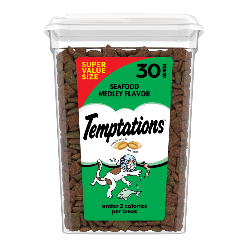 Classic Seafood Medley Flavor Crunchy and Soft Treats for Cats, 30