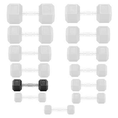 Pair of Rubber Coated Hex Dumbbell Hand Weight Set, 3 lb to 50 Pound