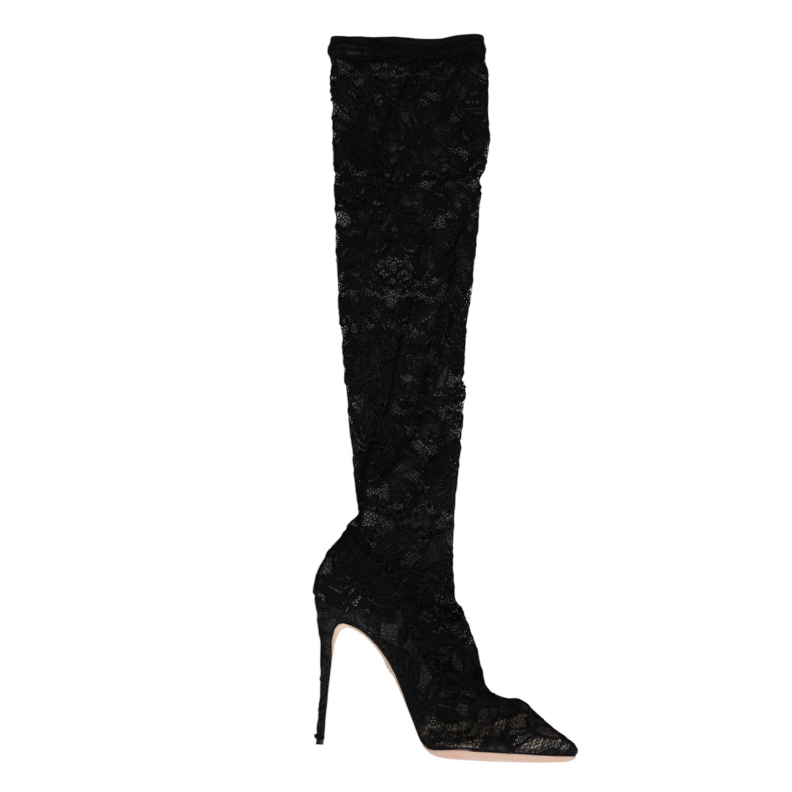 DOLCE&GABBANA　ソックスブーツ　37 DOLCE & GABBANA Shoes Black Stretch Socks Taormina Lace