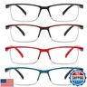 Przene 4 Pack Rectangle Fashion Anti Blue Light Reading Glasses for Men Women Computer Readers 1.75