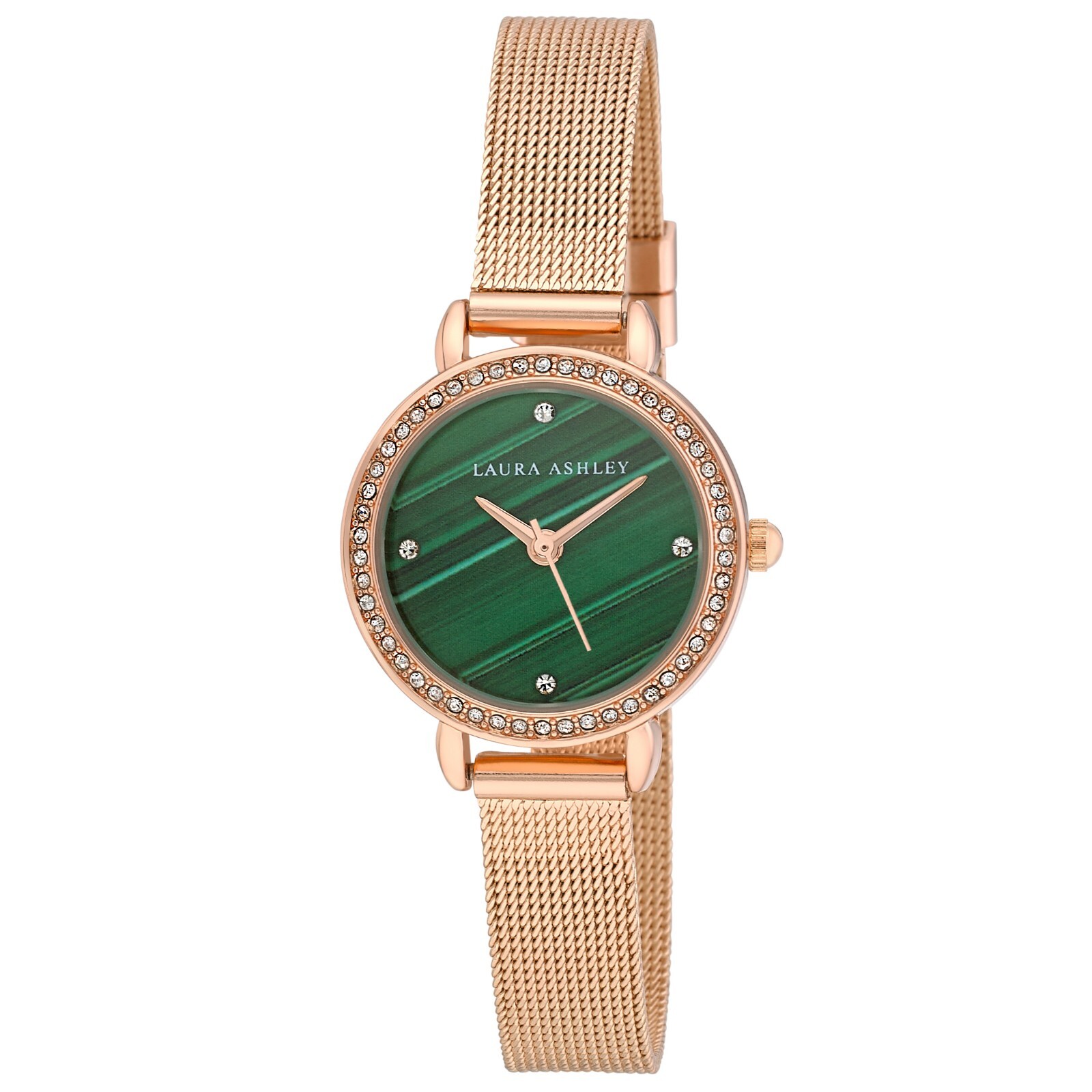 Pre-owned Laura Ashley Women's 26mm Gemstone Dial Mesh Strap Watch (la2064) In Rose Gold