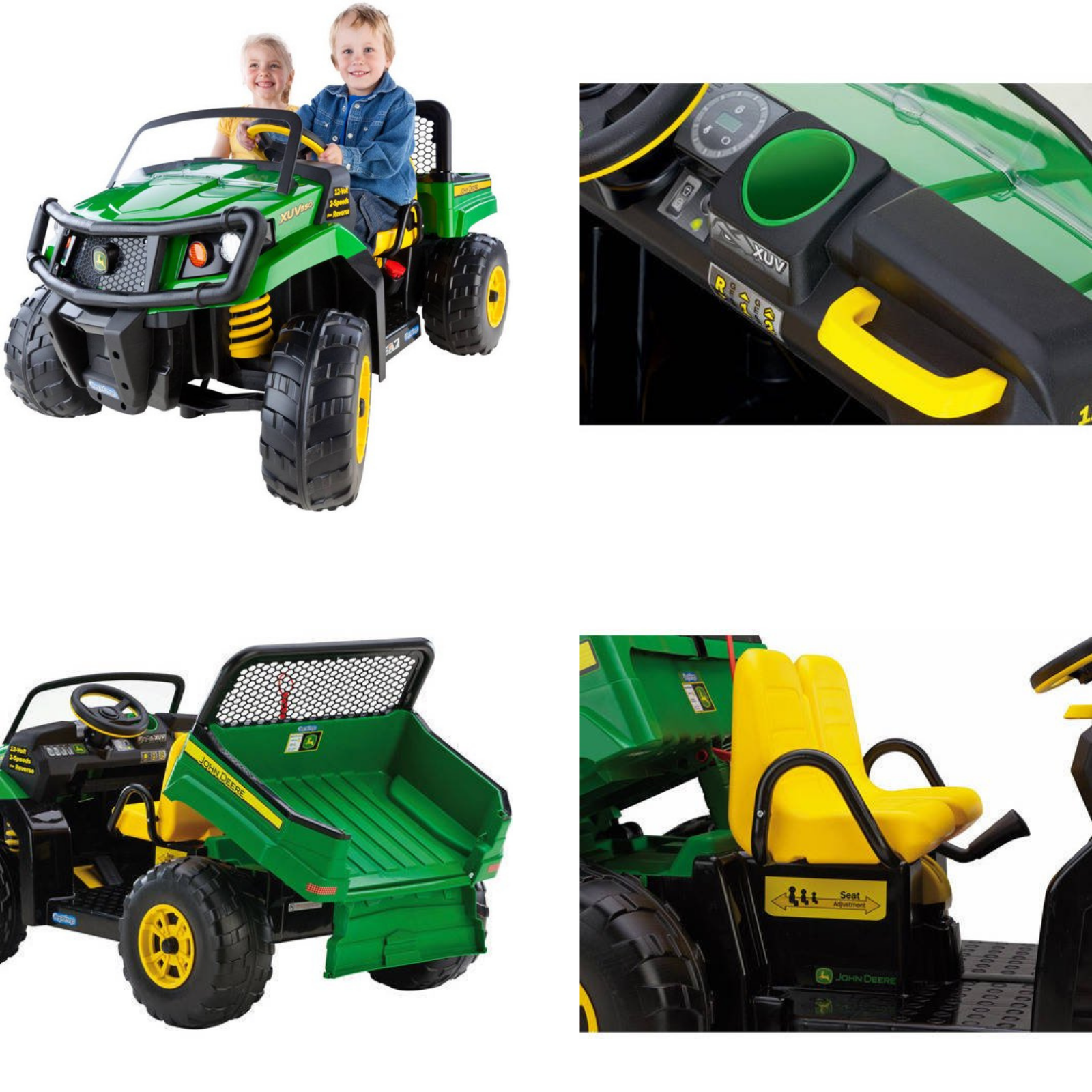 Tractor Electrico John Deere De 12V Recargable Con Asiento