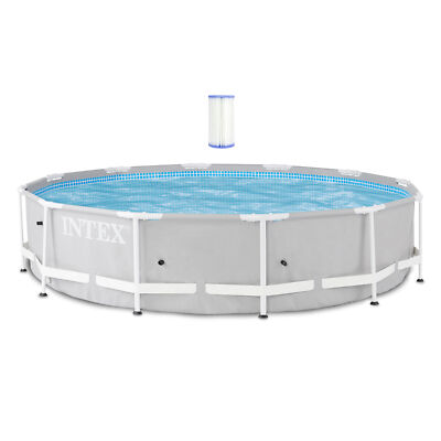 Intex 12' x 30'' Steel Frame Above Ground Pool & Type A & C Filter Pump Cartridge