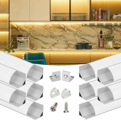 Muzata 10Pack 6.6FT/2Meter V-Shape LED Channel System with Milky White Cover,...