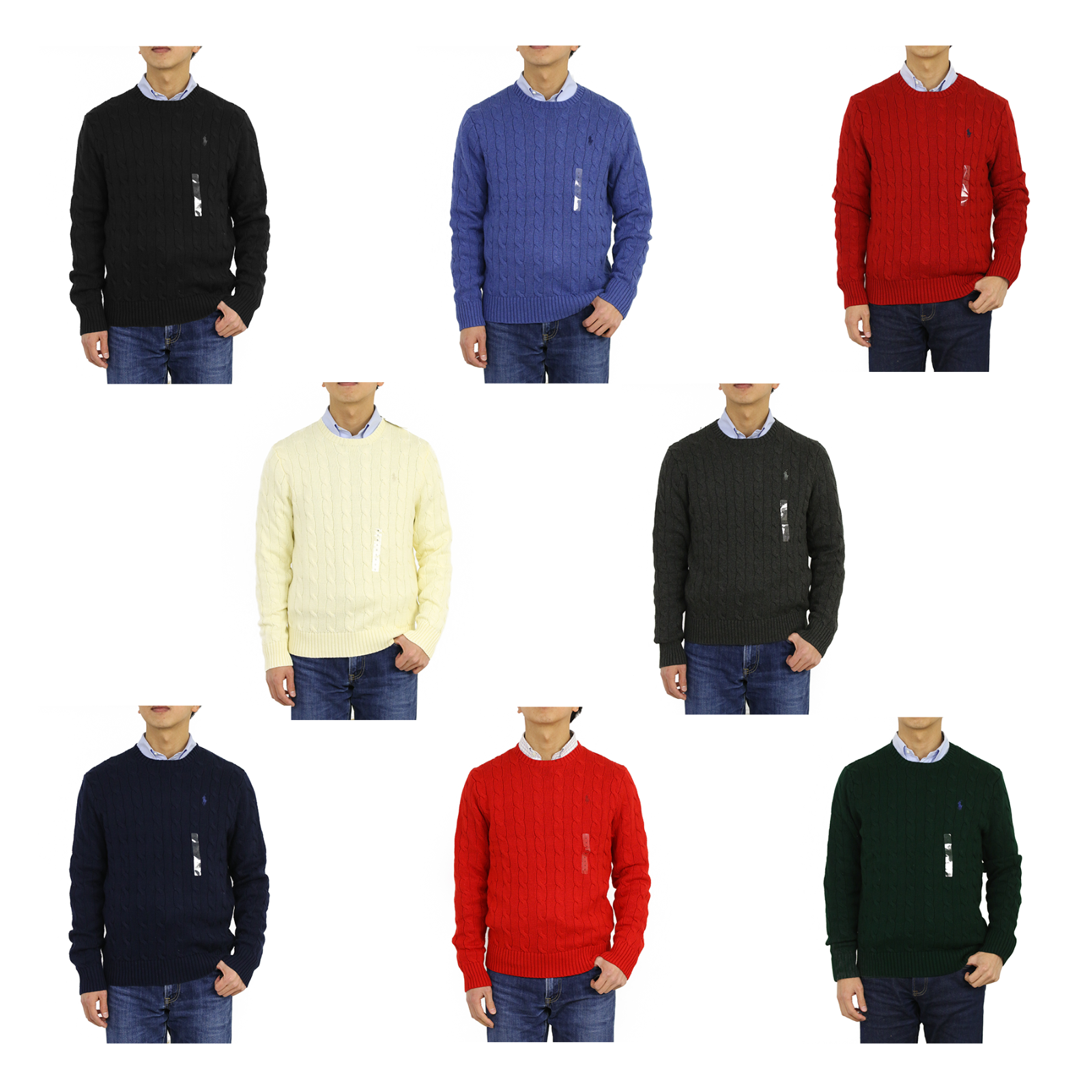 

Мужской хлопковый пуловер с круглым вырезом Polo Ralph Lauren - 8 цветов -