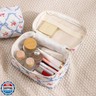 RSRSLEII Large Quilted Makeup Bag for Women and Girls, Cute Coquette Floral Cotton Cosmetic Bag, Aesthetic Travel Organized Toiletry Bags (01Pink Bows)