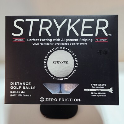Stryker Zero-Friction Distance Golf Balls Box of Twelve + 3 Turf Tees.