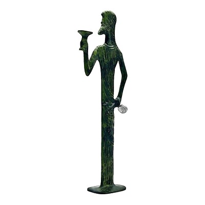 Dionysos Bacchus hält eine Tasse Wein Griechischer Gott des Weins Flache Statue