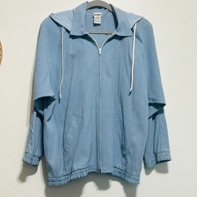Koret Jacket Women's Sz Large Blue Crinkle Fabric Removable Hood