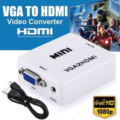VGA to HDMI Female Full HD 1080P Video Converter Adapter...