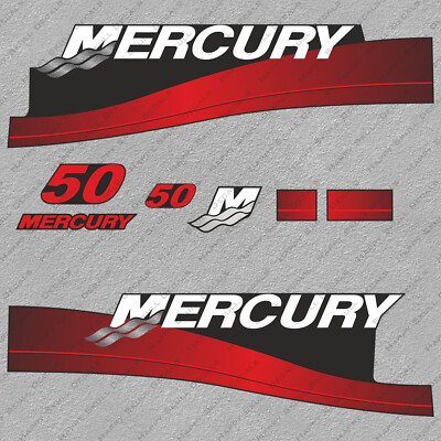 Fits Mercury 50hp 2-Stroke Decal Kit 1999-2006 (Red) Outboard Motor Stickers 