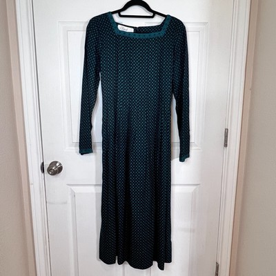 Vintage Sarah Elizabeth Pleated Front Midi/Maxi Dress Womens Sz 8 Modest Peasant