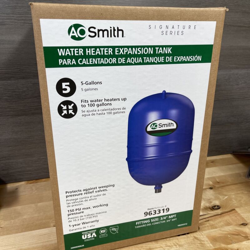 AO Smith Water Heater Expansion Tank 5-Gallon Signature Series 963319 New