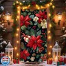 NYZE Christmas Door Cover Decorations Indoor Santa Claus, Gingerbread Stickers Christmas Party Banner Outdoor Xmas Garage Door Decorations Window Wall (Retro Flowers)
