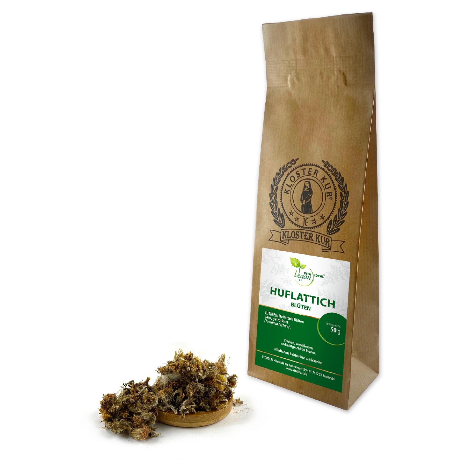 VITA IDEAL Vegan® Huflattich Blüten - getrocknet -Tussilago farfara- Kräuter Tee