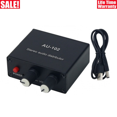 AU-102 Stereo Audio Distributor Audio Splitter Box Supporting 1 Input 2 Outputs