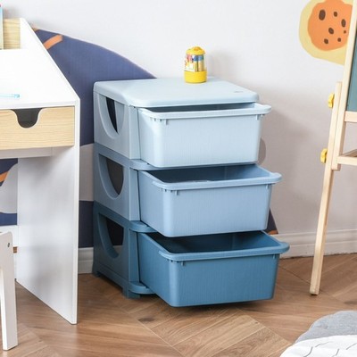 3 Drawers Plastic Storage Units, 3 Tier Kids Storage Units, Children Toy Chest F