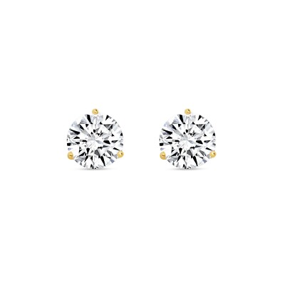 Pre-owned Shine Brite With A Diamond 2.50 Ct Round Cut Earrings Studs Solid Real 14k Yellow Gold Push Back Martini In White/colorless