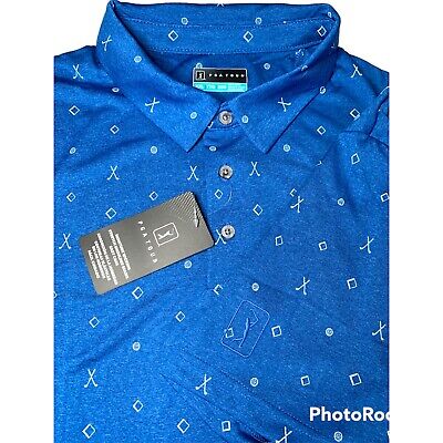 PGA Tour Polo Golf S/S Shirt Turkish Sea Blue Moisture Wicking Man Size 2XL￼