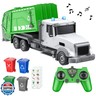 CALEST 2.4Ghz Remote Control Garbage Truck Toys,1/24 RC Garbage Truck with 4 Trash cans 6 Channel Remote Control Waste Management Garbage Truck, 100pcs Garbage Sorting Cards, Gifts for Boys 3+