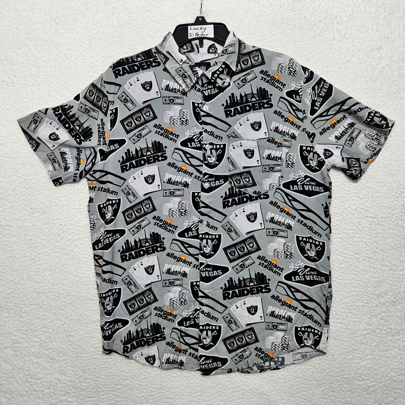 NFL Las Vegas Raiders Hawaiian Shirt Men's Medium Button Up