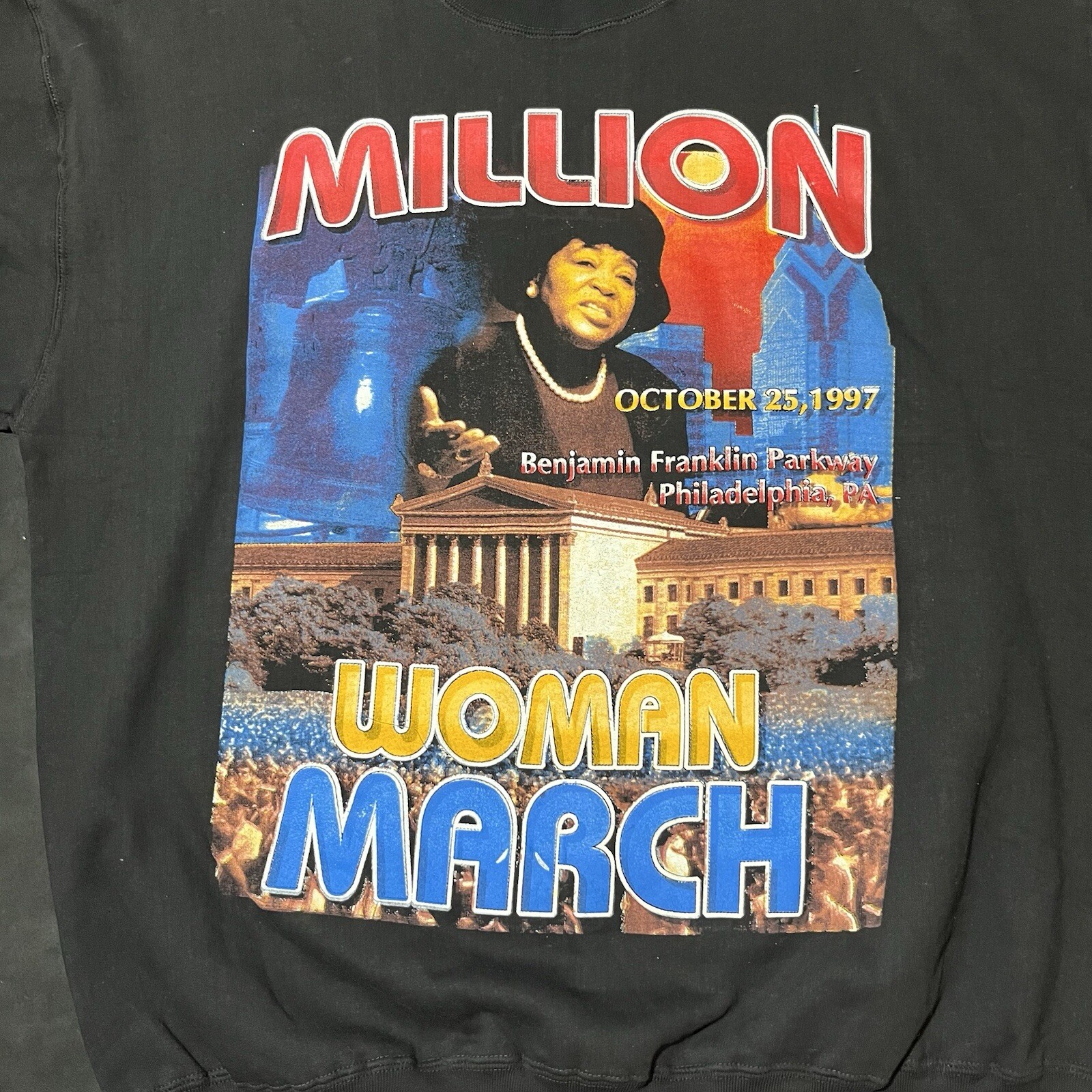 Vintage Million Woman March Sisterhood Rap Sweatshirt 90s Hip Hop Dry Rot Cuffs