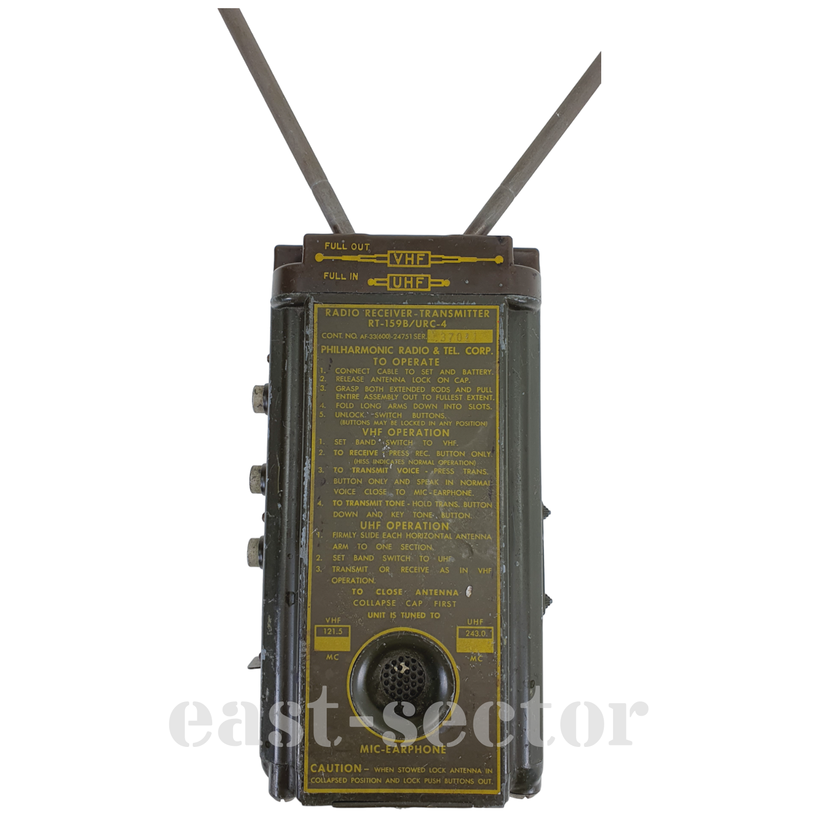 Survival Pilot Field Radio RT-159 Personal Locator Handset Walkie Talkie Vietnam