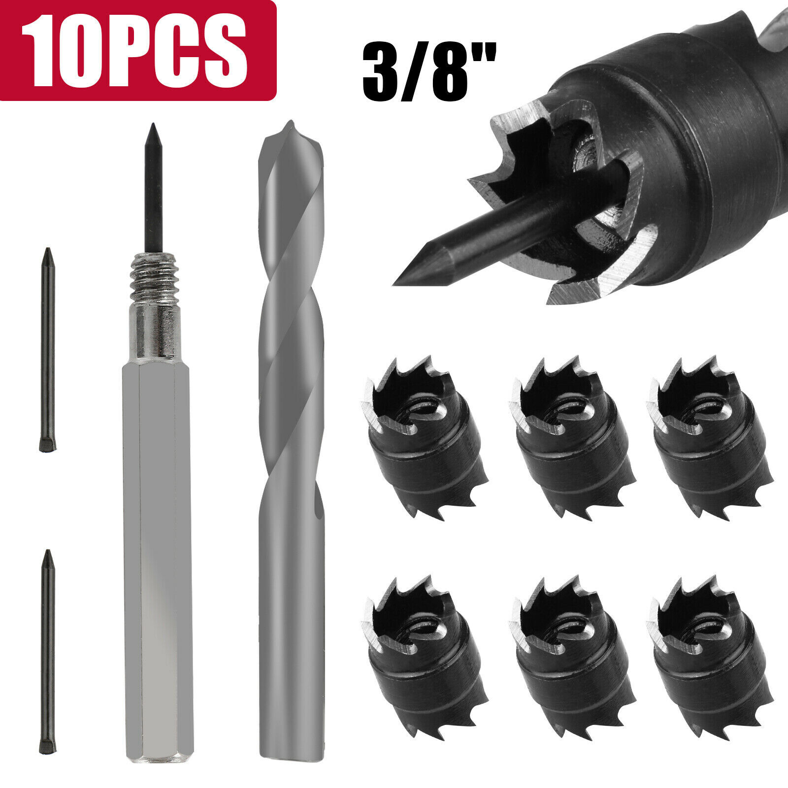 10Pcs 3/8" Double Sided Rotary Spot Weld Cutter Remover Drill Bits Cut Welds Kit