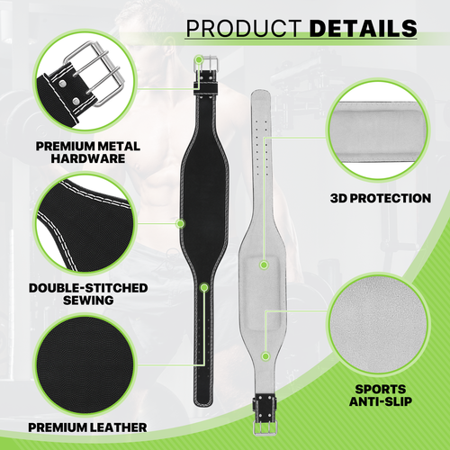 Weight Lifting Belt Fitness Leather Bodybuilding Strength Training Back Support