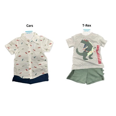 Детская рубашка Carters с пуговицами спереди и синий короткий комплект Carters Baby из 2 частей