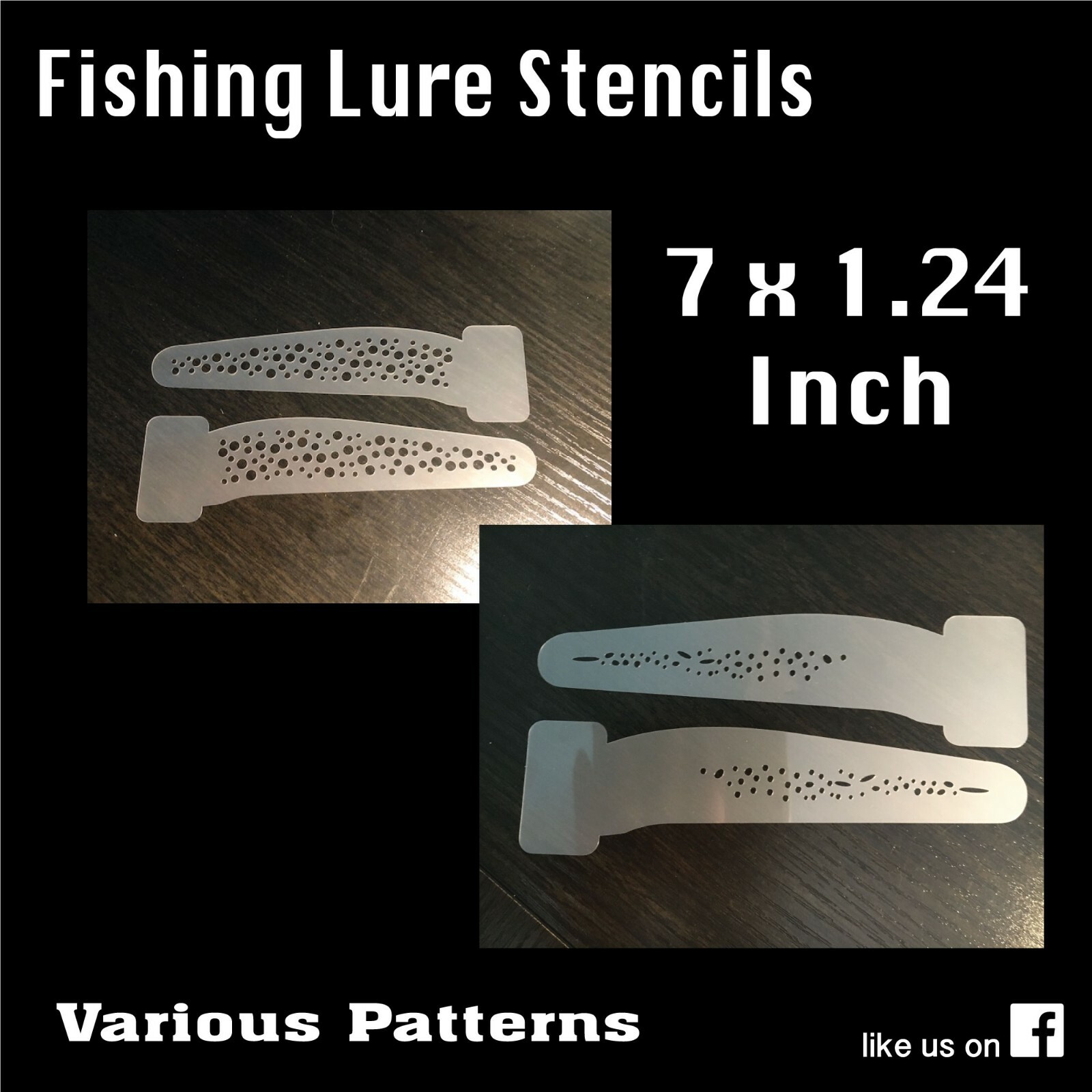 7 x 1.24” Inch Fishing Lure Stencils - Various Patterns | eBay for Free Printable Fishing Lure Stencils