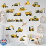 Wall Decals Stickers Construction Vehicles Wall Stickers Tractor Excavator Crane Wall Murals Peel and Stick Removable Wall Decor for Nursery Kid Boys Girls Bedroom Living Room Playroom Classroom