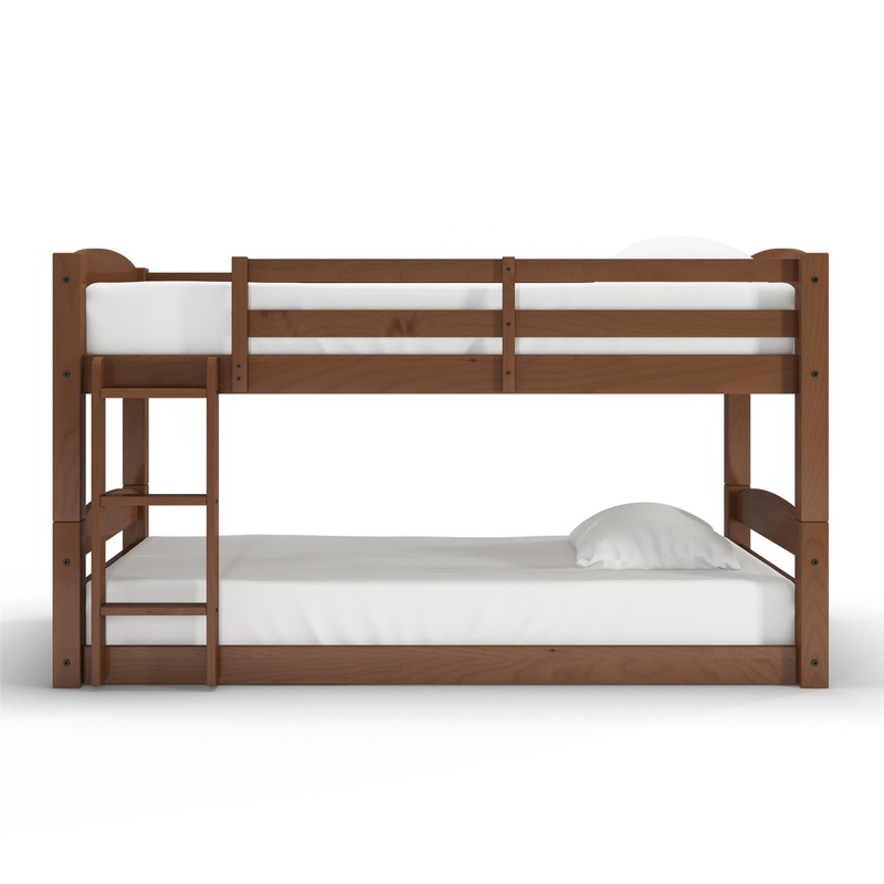 Low Profile Wooden TWIN FLOOR Bunk Bed Frame Kid's Room Furniture Mocha NEW