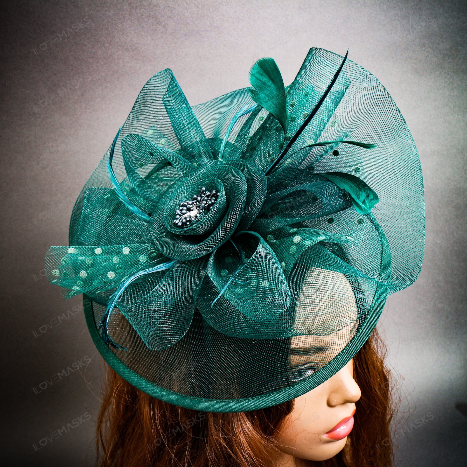 Amosfun Fascinator Hut Mit Feder & Netz – Elegantes Stirnband Für Hochzeit & Party In Dunkelgrün