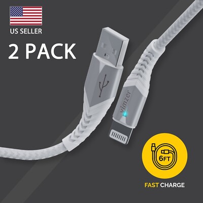 2 Pack Fast Charger Cable for iPhone 11 12 13 14 Pro Max SE XR XS iPad 8 9 Gen