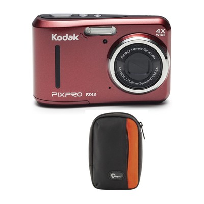 KODAK PIXPRO FZ43 16 MP Digital Camera Red with Camera Case Bundle