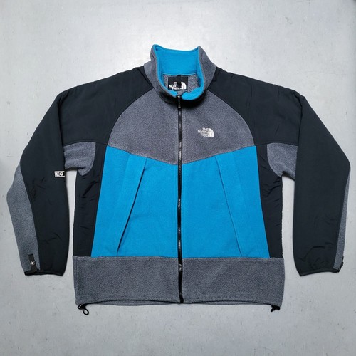 Vtg NORTH FACE EG TECH Polar Fleece Jacket Black Blue Fall
