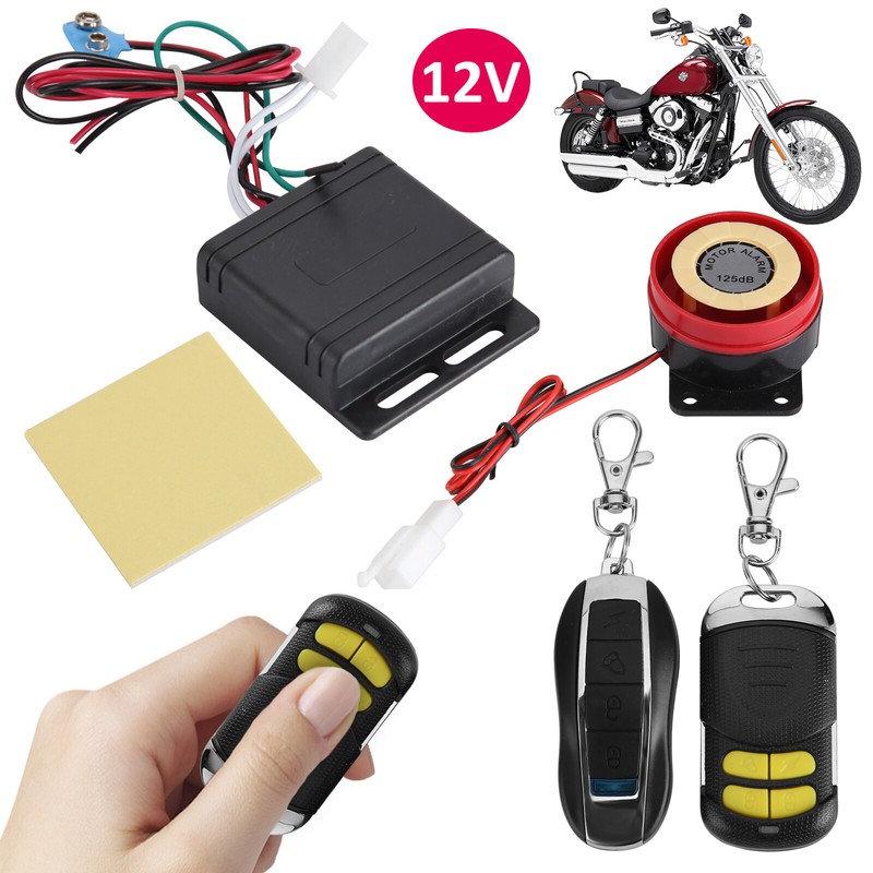 12V Motorrad Wegfahrsperre Alarmanlage Sicherheitssystem + 2 Fernbedienung