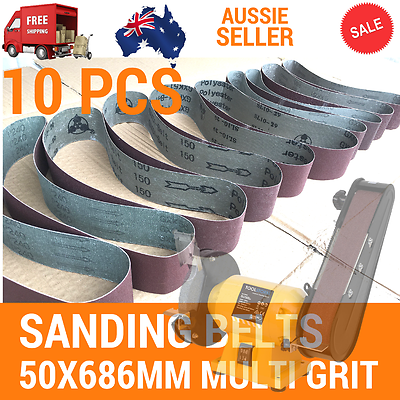 10X Sanding Belts 50x686mm Cloth Backed Mixed Grit Linisher FITS