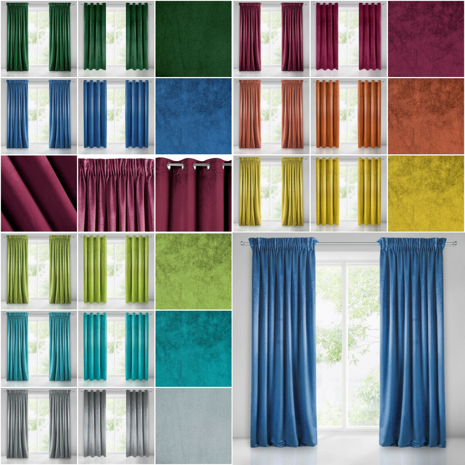 Samtvorhang Vorhange Osen Krauselband Blickdicht Samt Velour Grau Blau Grun Gelb Ebay
