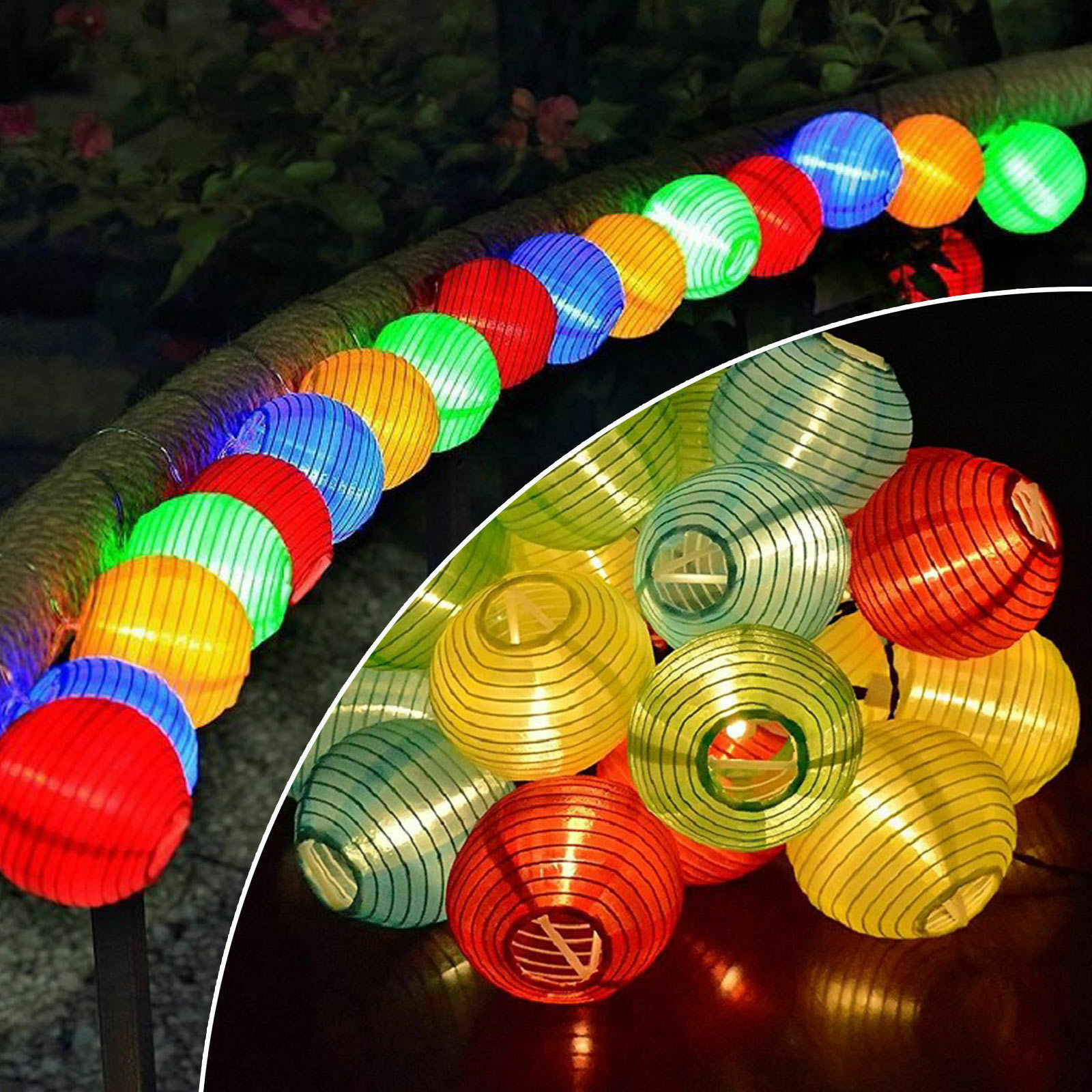 20 bis 60 LED Lampions Solar Lichterkette außen
