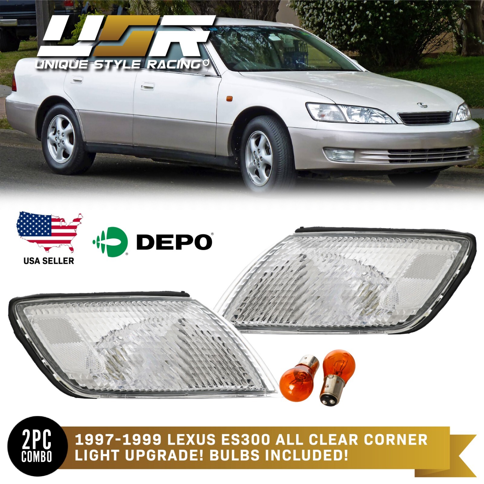 DEPO CLEAR Front Corner Lights Lamps Set FIT FOR 97 98 99
