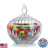 600ml/21oz Large Glass Candy Dish with Lid,Clear Crystal Candy Jar with Lid,Decorative Candy Jar for Candy Buffet, Party, Wedding, Home Decoration,Dishwasher Safe