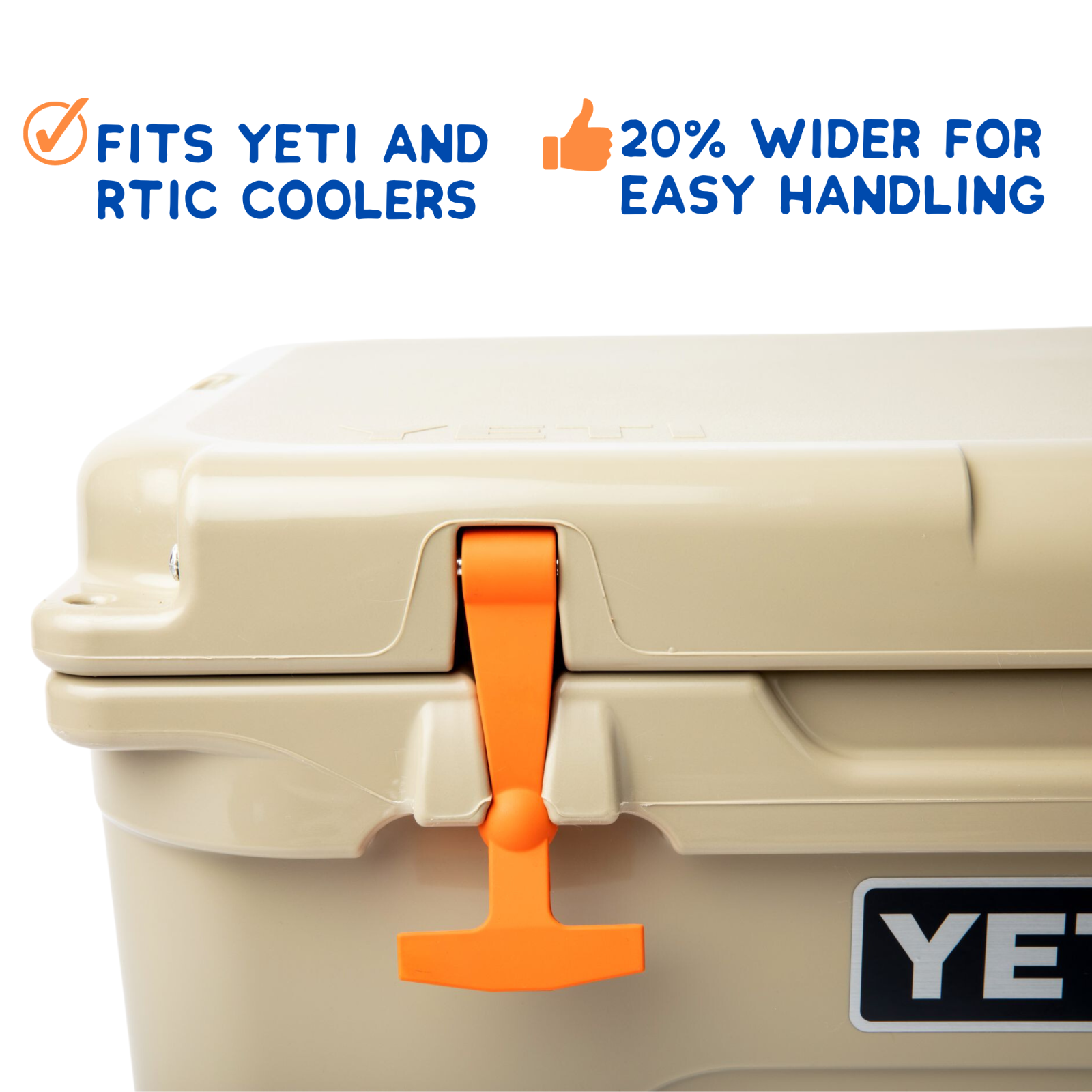 Rubber Latch Kit + Rope Handles for YETI + RTIC Coolers - Orange, Blue, Red