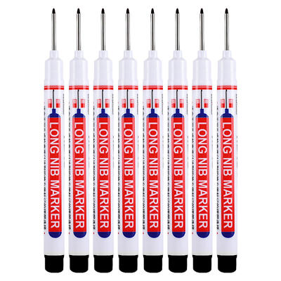 8X Long Head Markers Deep Hole Marker Pen For Bathroom Woodworking Multi-purpose