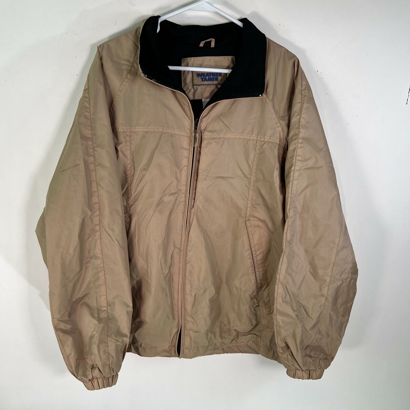 Weather Tamer Mens Long Sleeves Full Zip Beige Windbreaker
