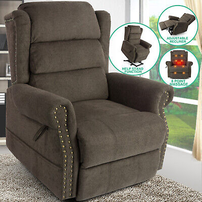 New Brown Electric Power Lift Massage Recliner Chair Heating Vibrate Gift Remote